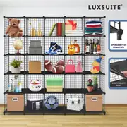 25 Cube Storage Organizer Ball Rack Wire Grid Bookshelf DIY Modular Clothes Cabinet Photo Toys Shelf Metal Black