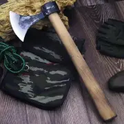 Wood Handle Axe Traditional Tomahawk Target Competition Hand Forged Hatchet Camp