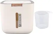 MUNEFE Rice Storage Container, Capacity Food Grade PP Thickened Sealed Grain Storage with Measuring Cup and Lid (Light Grey)