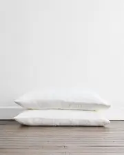 White 100% French Flax Linen King Pillowcases (Set of Two)