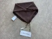 DOLCE & GABBANA Sheer Brown Taupe Silk Scarf Shawl Wrap NEW W/ TAG Brass Tag D&G