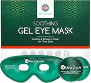 Medi Grade Cooling Eye Mask for Puffy Eyes with Cooling Eye Pads and Insulated Thermo-bag - Ice Cold Gel Eye Mask for Morning/Night Skincare Routine and Reducing Dark Circles - Soft Eye Cooling Mask