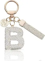 MORSUNBELA Keychains Letter B Glitter Keyring Keychain Girls Key Chain Initial Gifts