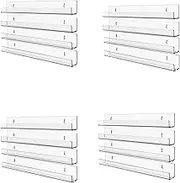 Binxind 16Pcs Acrylic Clear Floating Bookshelf, Wall Mounted Bookshelf,Modern Picture Display Toy Organizer Record Rack