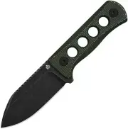 QSP KNIFE CANARY NECK KNIFE GREEN FIXED BLADE KNIFE 2.5" BLACK BLADE, SHEATH