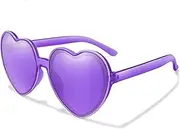 [HYYZZC] Fashion Candy Color Love Heart Sunglasses for Women Trendy Funny Beach Pool Party Eyewear UV400 Protection Sun Glasses Shades,Purple,one piece