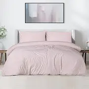 Australian Linen Company Jersey Quilt Cover Set Bedding Set King Quilt Cover, 3 Piece - King, Blush