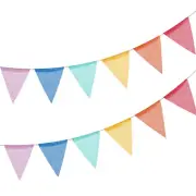 16 Feet Red Multicolor Flags Imitated Burlap Bunting Hangings Banner 24Pcs