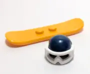 Lego - Minifigure Utensil - Bright Orange, Snowboard, with Dark Blue Helmet