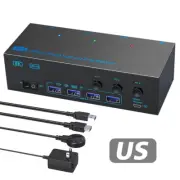 8K@60Hz HDMI KVM Switch 3 Monitors 3 Computers, 4K@144Hz USB 3.0 Three Monitor