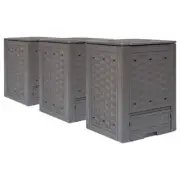 Garden Composters 3 Pcs Outdoor Composting Bins 900L Square Recycle Compost Bin
