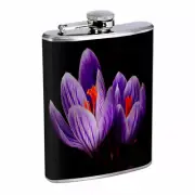Purple Blooms Em1 Flask 8oz Stainless Steel Hip Drinking Whiskey