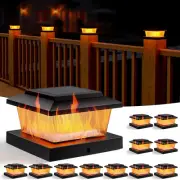 12 Pack Solar Flame Post Cap Lights, Flickering Flame & Warm White Modes, IP64 W