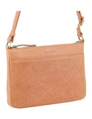 [PIERRE CARDIN] Perforated Leather Multi Compartment Cross-body Bag in Apricot