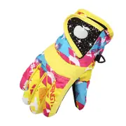 Nevenka Kids Snow Gloves Waterproof Insulated Thickening Warm Ski Gloves-Yellow