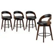 Oikiture 4x Bar Stools Kitchen Counter Stool Swivel Dining Chair PU Leather