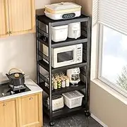 NIBHZ Kitchen Layered Gap Storage Rack, Desktop Shelf, Storage Rack, Storage Cabinet, Seasoning Pot Rack, partition, Multi-Layer,Black,50x35x160cm