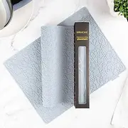 Modern Silicone Placemat Set of 2- Table Protector for Dining Room Table, Kitchen, Craft Mat- Non-Toxic, Anti-Slip, Dishwasher Safe, BPA Free, Heat Resistant - (Gray)