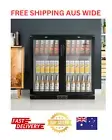 Devanti 198L Bar Fridge Dual Glass Door Mini Freezer Refrigerator w/Light Black
