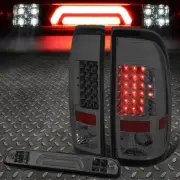 FOR 08-16 FORD SUPER DUTY LED TAIL LIGHTS+3D BAR THIRD BRAKE/CARGO LAMP TINTED