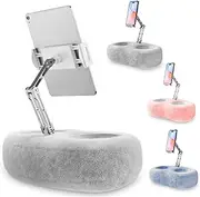 Dsocool Kindle Pillow Stand, Stand Holder for Tablet iPad with Two Snack Bowl, Stand Pillow for Reading in Bed for 4.7"-13" Tablet, iPad, iPhone (Grey)