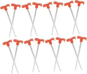 Kisangel 20pcs Fluorescent Tent Pegs: High-Strength Ground Stakes - Windproof Camping Accessories 18cm Metal Nails with Fluorescent Stoppers for Tents