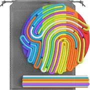 Sensory Activity Board, Silicone Fidget Toy for Autistic/ADHD/Stress/Anxiety, Silent Busy Pad for Kids & Adults Calming, Come with Travel Bag & 13 Strings
