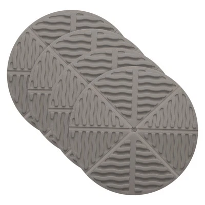 4 Pcs Silicone Trivet Mat, Foldable Trivets for Hot Pots, Grey (Round)