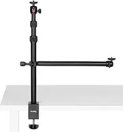 [SMALLRIG] Camera Desk Mount Table Stand with Magic Arm and 1/4" Ball Head, 13"-35.4" Adjustable Light Stand, Tabletop C Clamp for DSLR Camera, Ring Light, Live Streaming, Photo Video Shooting - 3992