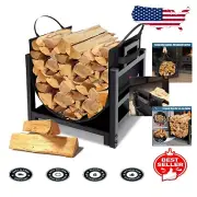 Stylish Indoor Firewood Rack & Log Holder with Canvas Carrier - 110lb Capacity