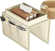 Sofa Armrest Organizer - Bedside Armrest - Armrest Organizer Couch Recliner, Large Size Pallet Arm Chair with 5 Pockets, Recliner Remote Control Holder Organizer for Headphones Tablet Phone Glasses