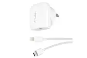 Belkin 1 Port USB-C Wall Charger 18W w Lighting Cable for iPhone X XS 11 White