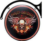 MASSIVE Harley Davidson Skull Bones Metal Bar Wall Sign Man Cave Shed Garage Workshop