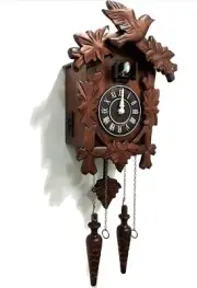Rylai Cuckoo Clock Vintage Large Wooden Wall Clock Handcrafted 13x9.5 Inch Brown