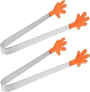 BESTYASH 2 Pcs Stainless Steel Sugar Tongs Hand Shape Ice Tongs Mini Serving Tongs Appetizers Tong Small Kitchen Tongs for Tea Party Coffee Bar Kitchen