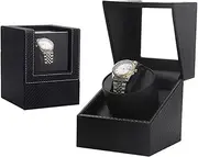 AIMALL Deluxe Watch Winder Box, 1+0 Motor PU Leather Watch Collection Case, Dual Power Supply, Anti-Magnetic, Silent Operation, 5.12x5.12x6.30 Inch