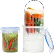 [Qiuhome] Pickle Jar with Strainer, Pickle Container with Strainer Jalapeno Container Pickle Storage Containers 2 Pcs (24 oz & 45 oz)