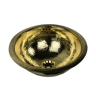 Nantucket Sinks RLB-OF Hammered Brass Undermount Bathroom Sink w/ Overflow