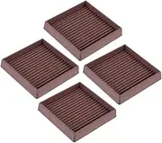 Tofficu 4pcs Square Rubber Caster Cups with Slip Floor Grip Non Skid Furniture Feet Protectors for Hardwood Laminate Easy Tool Installation