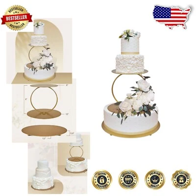 Light Gold 2-Piece Cake Display Riser for Weddings, Birthdays & Anniversaries
