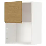 METOD wall cabinet for microwave oven, white/Voxtorp oak effect, 60x37x80 cm