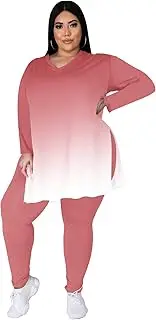 Tycorwd Women's Plus Size Two Piece Outfits Loungewear Sets Long Sleeve Oversized Tshirts Sweatpants Sweatsuits Sets