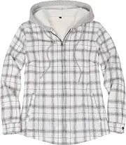 [ThCreasa] Womens Plaid Fleece Jacket with Hand Pockets, Sherpa Lined Full Zip Liner Coat Jacket