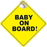 Baby ON Board Safety Car Window Suction Cup Yellow Reflective Warning Vehicle