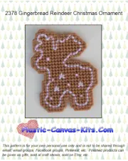 Gingerbread Reindeer Christmas Ornament- Plastic Canvas Pattern or Kit