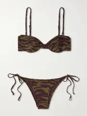 [The Attico] The Attico - Convertible Zebra-print Underwired Bikini - Green - large large Green