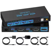 8K@60Hz Displayport Kvm Switch 1 Monitors 2 Computers USB 3.0 DP1.4 Kvm Switches