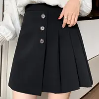在飛比找momo購物網優惠-【Sanae】學院風高腰百折A字半身裙
