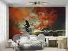 3D Cyclist Silhouette Wallpaper Wall Mural Removable Self-adhesive 97