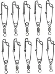 10Pcs Stainless Steel Fishing Swivel Connectors Durable Fishing Line Connectors for Various Fishing Methods Easy to Use with Double Hanging Rings Strong Pulling Force
